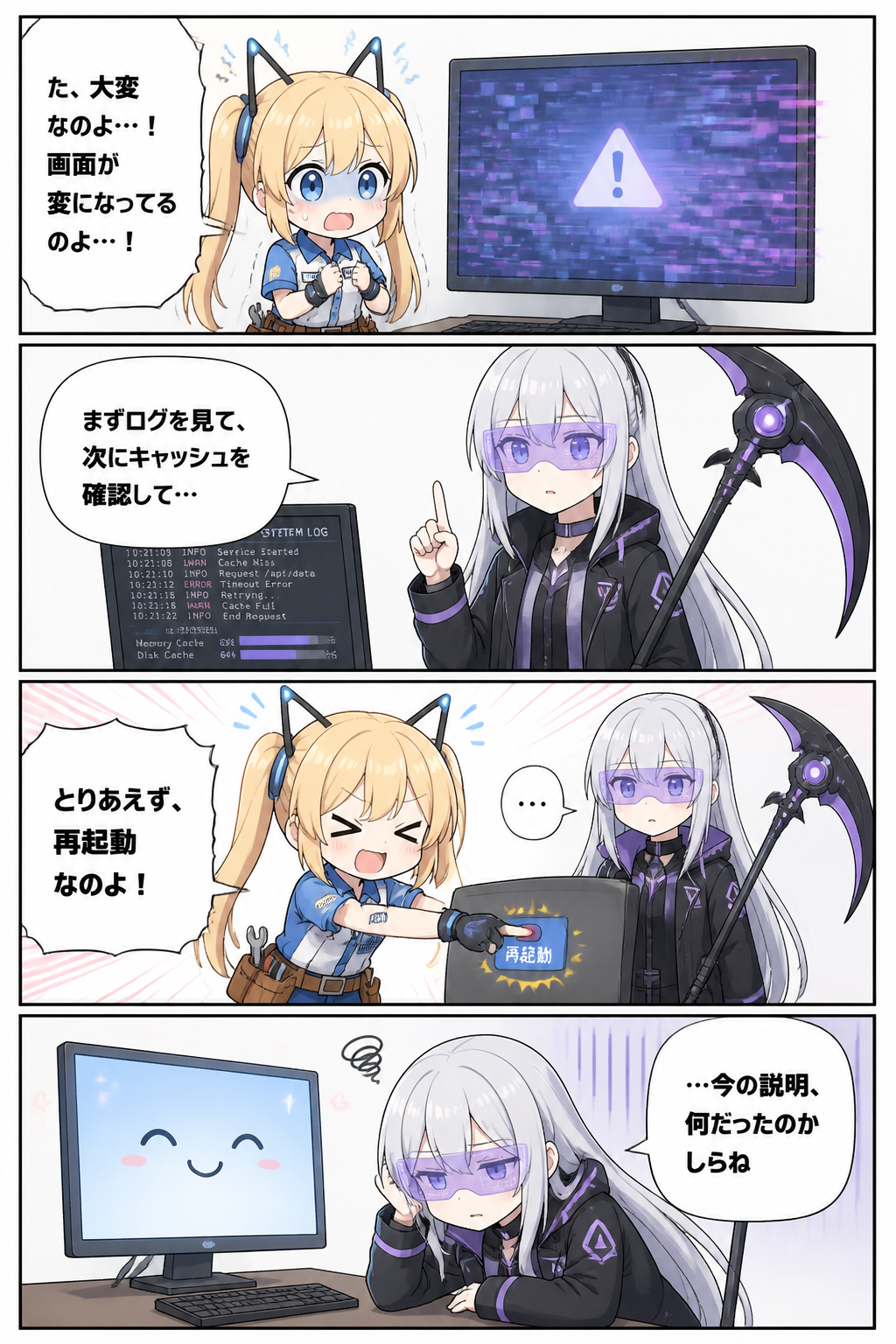 とりあえず、再起動なのよ！