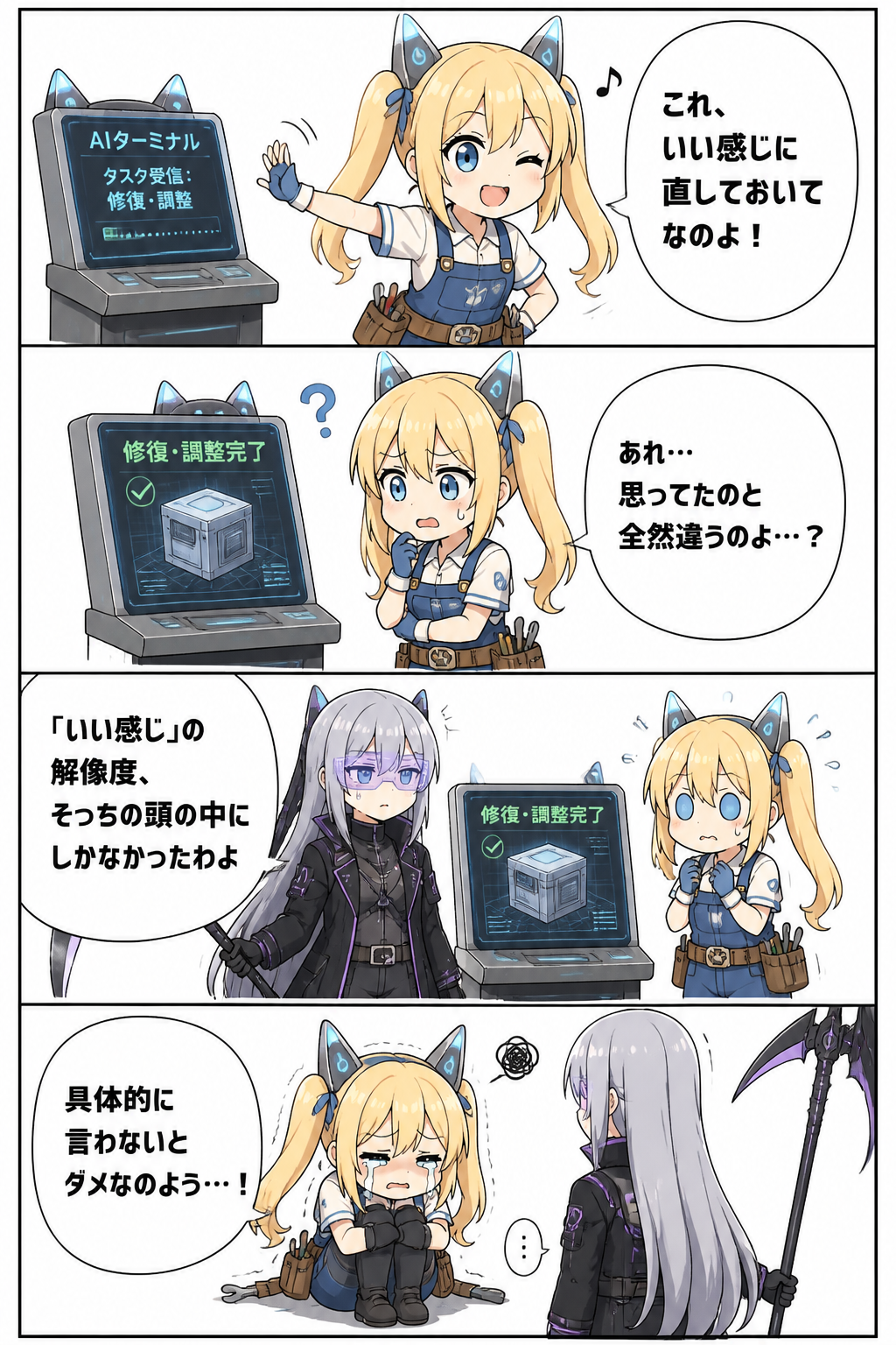 具体的に言わないとダメなのよぅ…！